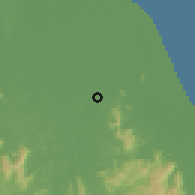 Shaded relief of the 60 km around Pangkal Kalong, drawn from the GMTED2010 grid