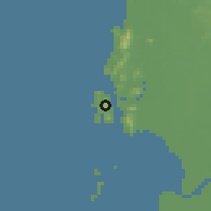 Shaded relief of the 60 km around Pangkor, drawn from the GMTED2010 grid