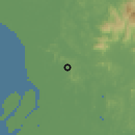 Shaded relief of the 60 km around Bandar Saujana Utama, drawn from the GMTED2010 grid