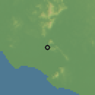 Shaded relief of the 60 km around Parit Sulong, drawn from the GMTED2010 grid