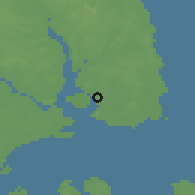 Shaded relief of the 60 km around Pasir Gogok, drawn from the GMTED2010 grid