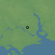 Shaded relief of the 60 km around Pasir Gudang, drawn from the GMTED2010 grid