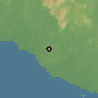 Shaded relief of the 60 km around Paya Rumput, drawn from the GMTED2010 grid