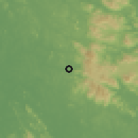 Shaded relief of the 60 km around Pekan Ayer Panas, drawn from the GMTED2010 grid