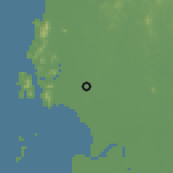Shaded relief of the 60 km around Pekan Gurney, drawn from the GMTED2010 grid