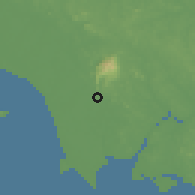 Shaded relief of the 60 km around Pekan Nenas, drawn from the GMTED2010 grid