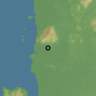 Shaded relief of the 60 km around Pekan Yan, drawn from the GMTED2010 grid