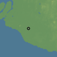 Shaded relief of the 60 km around Banting, drawn from the GMTED2010 grid