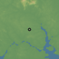 Shaded relief of the 60 km around Pelentong, drawn from the GMTED2010 grid
