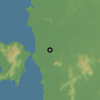 Shaded relief of the 60 km around Pematang Kling, drawn from the GMTED2010 grid