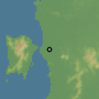 Shaded relief of the 60 km around Pematang Pauh, drawn from the GMTED2010 grid