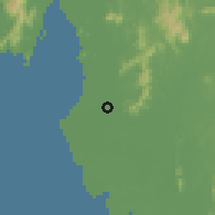 Shaded relief of the 60 km around Pematang Tok Mahat, drawn from the GMTED2010 grid