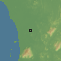 Shaded relief of the 60 km around Pendang, drawn from the GMTED2010 grid