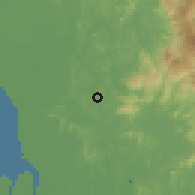 Shaded relief of the 60 km around Pengkalan Kundang, drawn from the GMTED2010 grid