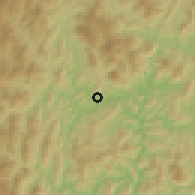 Shaded relief of the 60 km around Pensiangan, drawn from the GMTED2010 grid