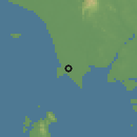Shaded relief of the 60 km around Permas Kecil, drawn from the GMTED2010 grid