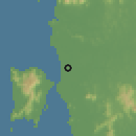 Shaded relief of the 60 km around Permatang Kuching, drawn from the GMTED2010 grid