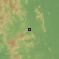 Shaded relief of the 60 km around Pertang, drawn from the GMTED2010 grid