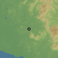Shaded relief of the 60 km around Batang Benar, drawn from the GMTED2010 grid