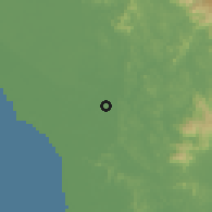 Shaded relief of the 60 km around Batang Berjuntai, drawn from the GMTED2010 grid