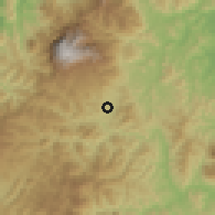 Shaded relief of the 60 km around Ranau, drawn from the GMTED2010 grid