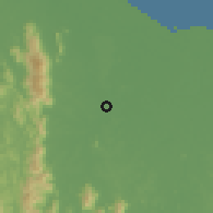 Shaded relief of the 60 km around Rantau Panjang, drawn from the GMTED2010 grid