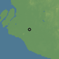 Shaded relief of the 60 km around Rantau Panjang, drawn from the GMTED2010 grid