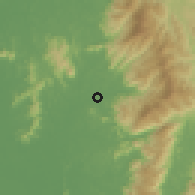 Shaded relief of the 60 km around Rantau Panjang, drawn from the GMTED2010 grid