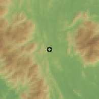 Shaded relief of the 60 km around Raub, drawn from the GMTED2010 grid