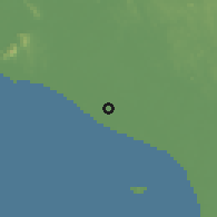 Shaded relief of the 60 km around Rengit, drawn from the GMTED2010 grid