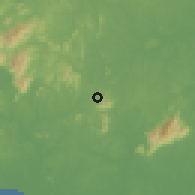 Shaded relief of the 60 km around Batang Malaka, drawn from the GMTED2010 grid