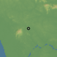 Shaded relief of the 60 km around Saleng, drawn from the GMTED2010 grid