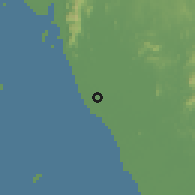 Shaded relief of the 60 km around Sanglang, drawn from the GMTED2010 grid