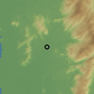 Shaded relief of the 60 km around Selama, drawn from the GMTED2010 grid
