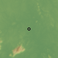 Shaded relief of the 60 km around Batu Anam, drawn from the GMTED2010 grid