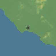 Shaded relief of the 60 km around Semerah, drawn from the GMTED2010 grid