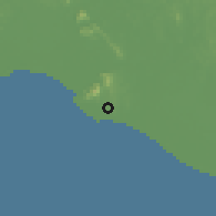 Shaded relief of the 60 km around Senggarang, drawn from the GMTED2010 grid