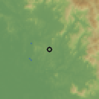 Shaded relief of the 60 km around Serdang Lama, drawn from the GMTED2010 grid