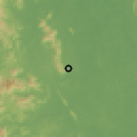 Shaded relief of the 60 km around Serting, drawn from the GMTED2010 grid