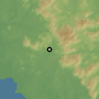 Shaded relief of the 60 km around Sikamat, drawn from the GMTED2010 grid