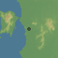 Shaded relief of the 60 km around Simpang Ampat, drawn from the GMTED2010 grid