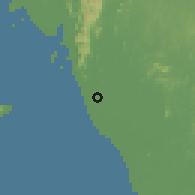 Shaded relief of the 60 km around Simpang Empat, drawn from the GMTED2010 grid