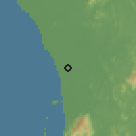 Shaded relief of the 60 km around Simpang Empat, drawn from the GMTED2010 grid
