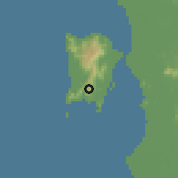 Shaded relief of the 60 km around Simpang Empat Bukit Tengah, drawn from the GMTED2010 grid