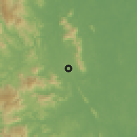 Shaded relief of the 60 km around Simpang Pertang, drawn from the GMTED2010 grid