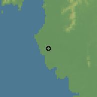 Shaded relief of the 60 km around Simpang Tiga, drawn from the GMTED2010 grid