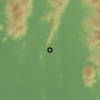 Shaded relief of the 60 km around Siputeh, drawn from the GMTED2010 grid