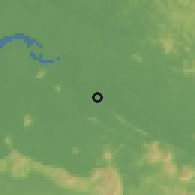 Shaded relief of the 60 km around Sri Aman, drawn from the GMTED2010 grid