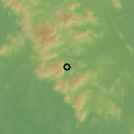Shaded relief of the 60 km around Sri Menanti, drawn from the GMTED2010 grid