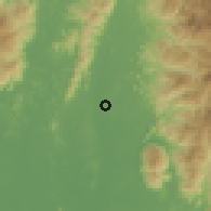 Shaded relief of the 60 km around Batu Dua, drawn from the GMTED2010 grid